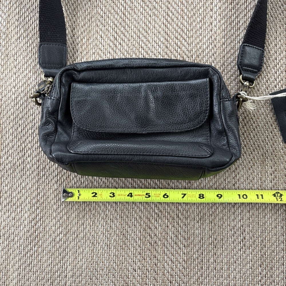 Fat Face Womens Black Genuine Leather Crossbody Bag Purse Classic - Picture 11 of 14
